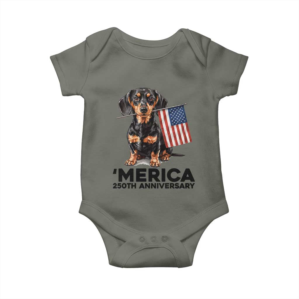 Merica Dachshund Lover Baby Onesie 250th Anniversary Gift