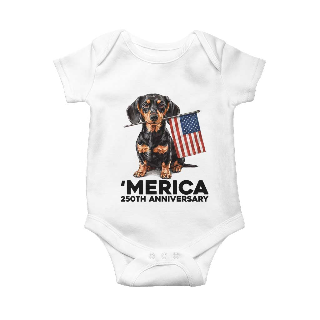 Merica Dachshund Lover Baby Onesie 250th Anniversary Gift