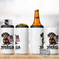 Merica Dachshund Lover 4 in 1 Can Cooler Tumbler 250th Anniversary Gift