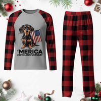 Merica Dachshund Lover Plaid Pajama Set 250th Anniversary Gift