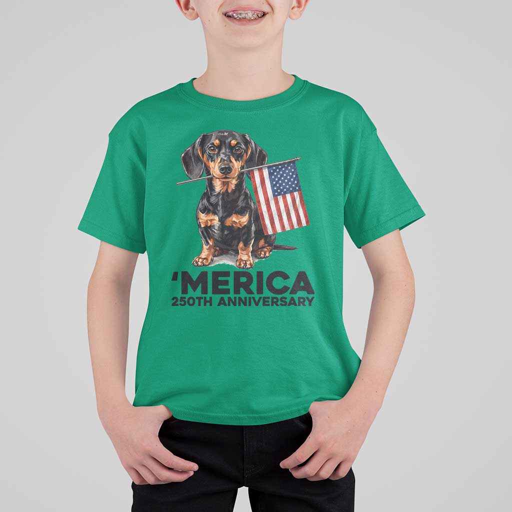 Merica Dachshund Lover T Shirt For Kid 250th Anniversary Gift