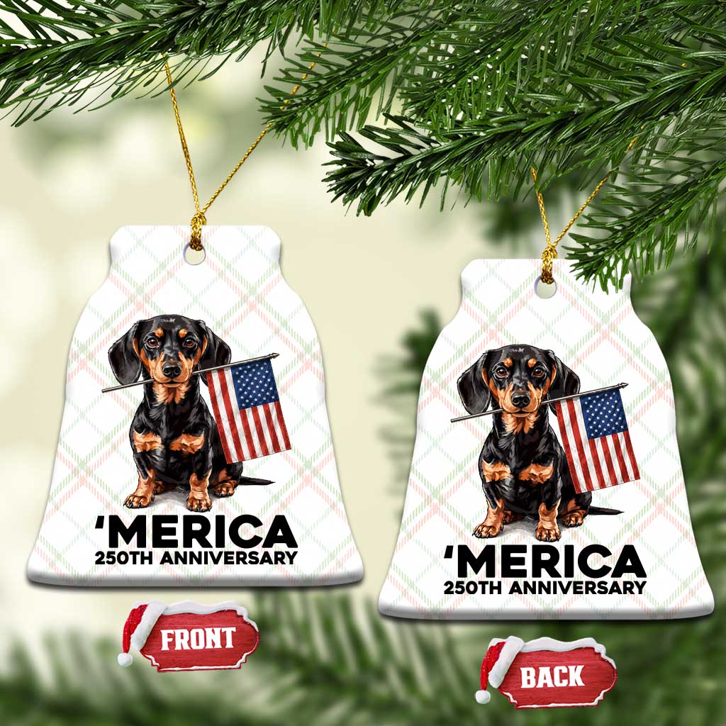 Merica Dachshund Lover Ceramic Ornament 250th Anniversary Gift