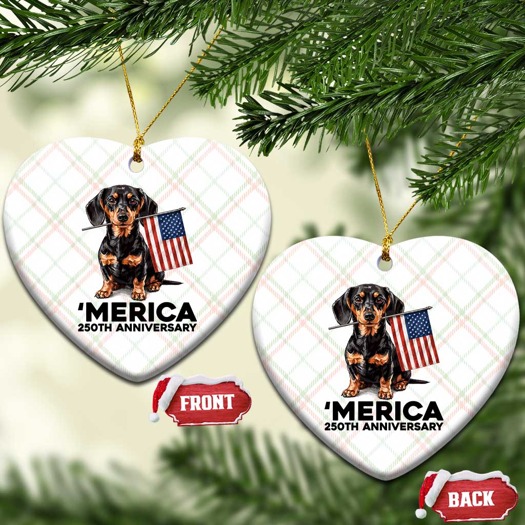 Merica Dachshund Lover Ceramic Ornament 250th Anniversary Gift