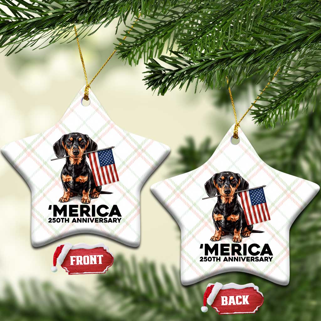 Merica Dachshund Lover Ceramic Ornament 250th Anniversary Gift