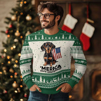 Merica Dachshund Lover Ugly Christmas Sweater 250th Anniversary Gift