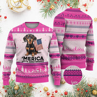 Merica Dachshund Lover Ugly Christmas Sweater 250th Anniversary Gift