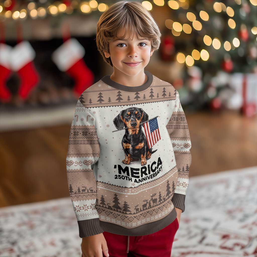 Merica Dachshund Lover Ugly Christmas Sweater 250th Anniversary Gift