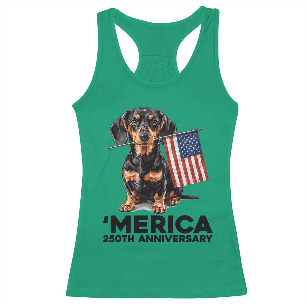 Merica Dachshund Lover Racerback Tank Top 250th Anniversary Gift