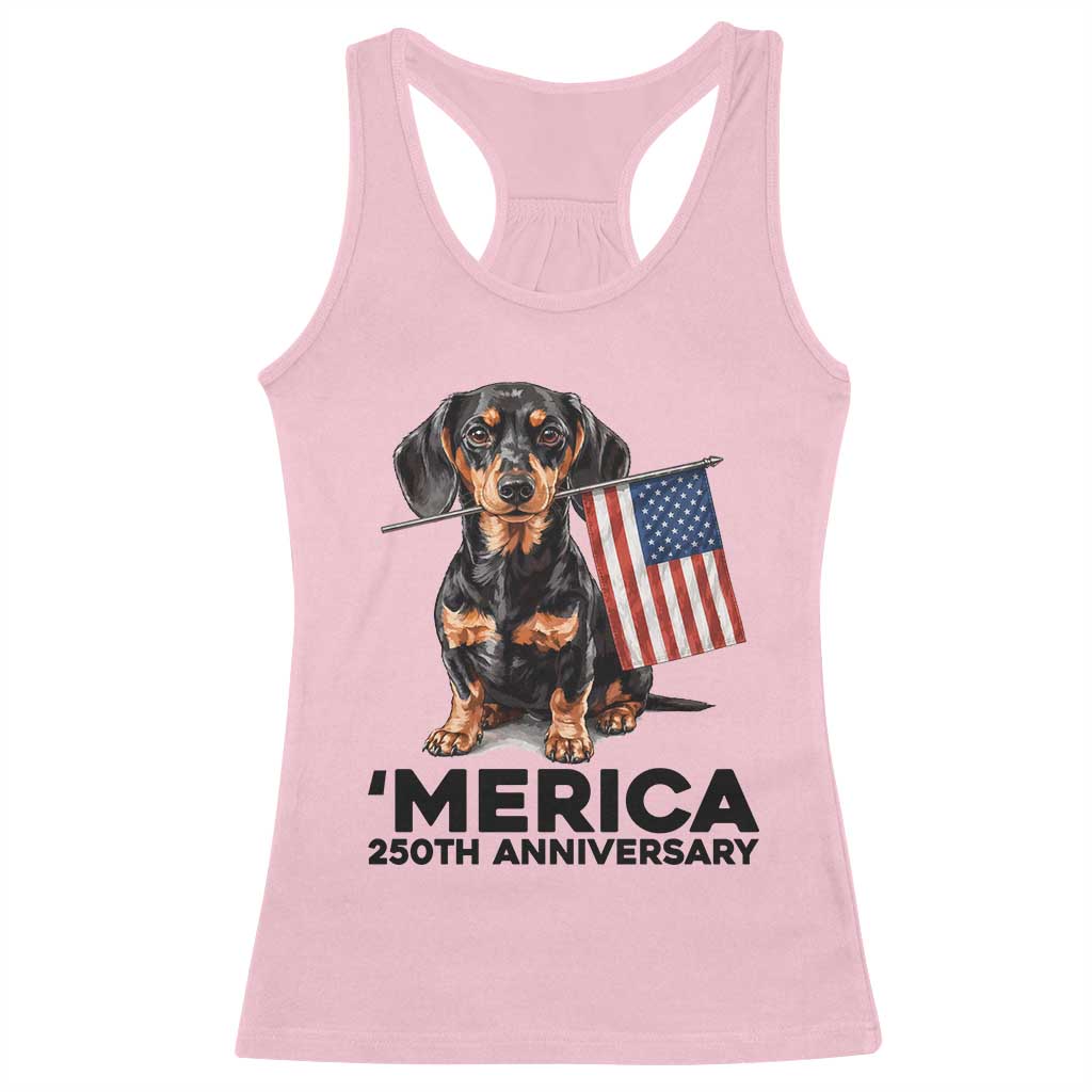 Merica Dachshund Lover Racerback Tank Top 250th Anniversary Gift