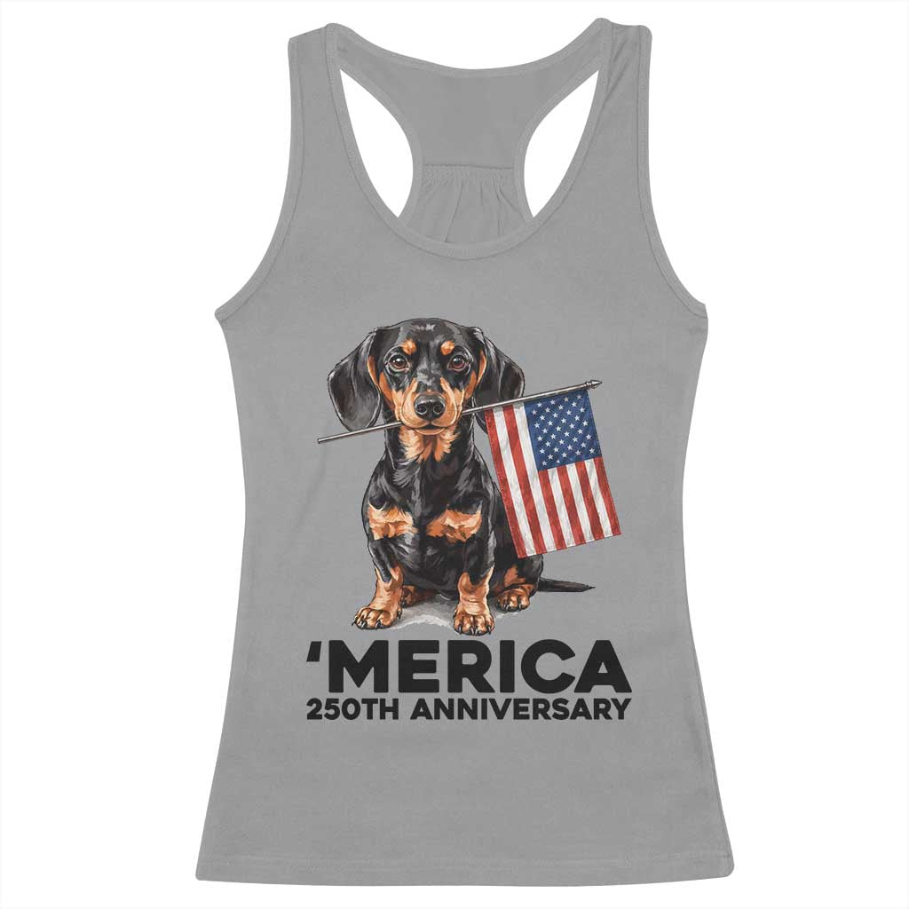 Merica Dachshund Lover Racerback Tank Top 250th Anniversary Gift