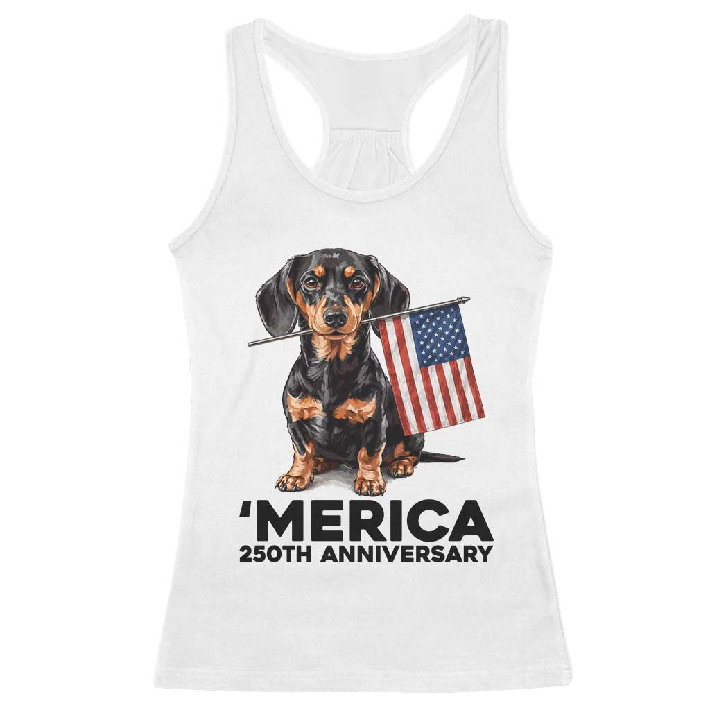 Merica Dachshund Lover Racerback Tank Top 250th Anniversary Gift