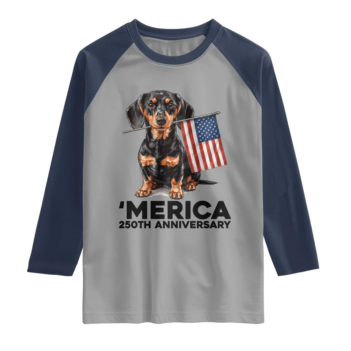 Merica Dachshund Lover Raglan Shirt 250th Anniversary Gift