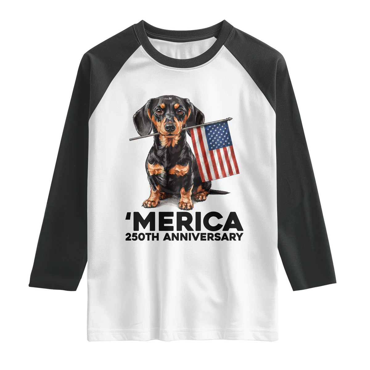 Merica Dachshund Lover Raglan Shirt 250th Anniversary Gift