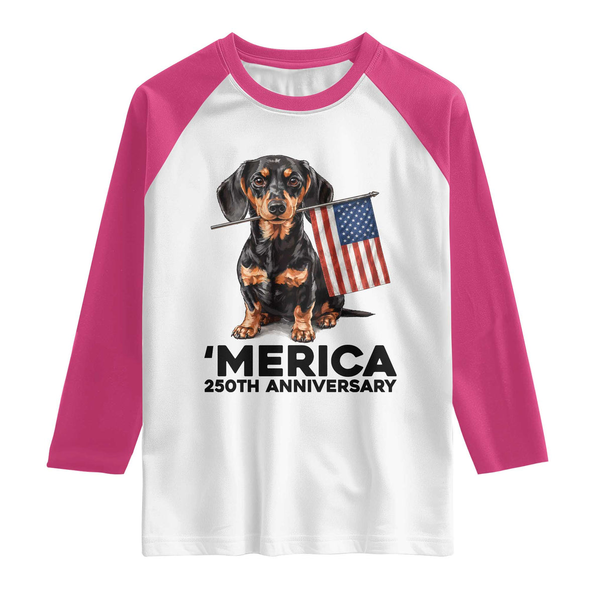 Merica Dachshund Lover Raglan Shirt 250th Anniversary Gift