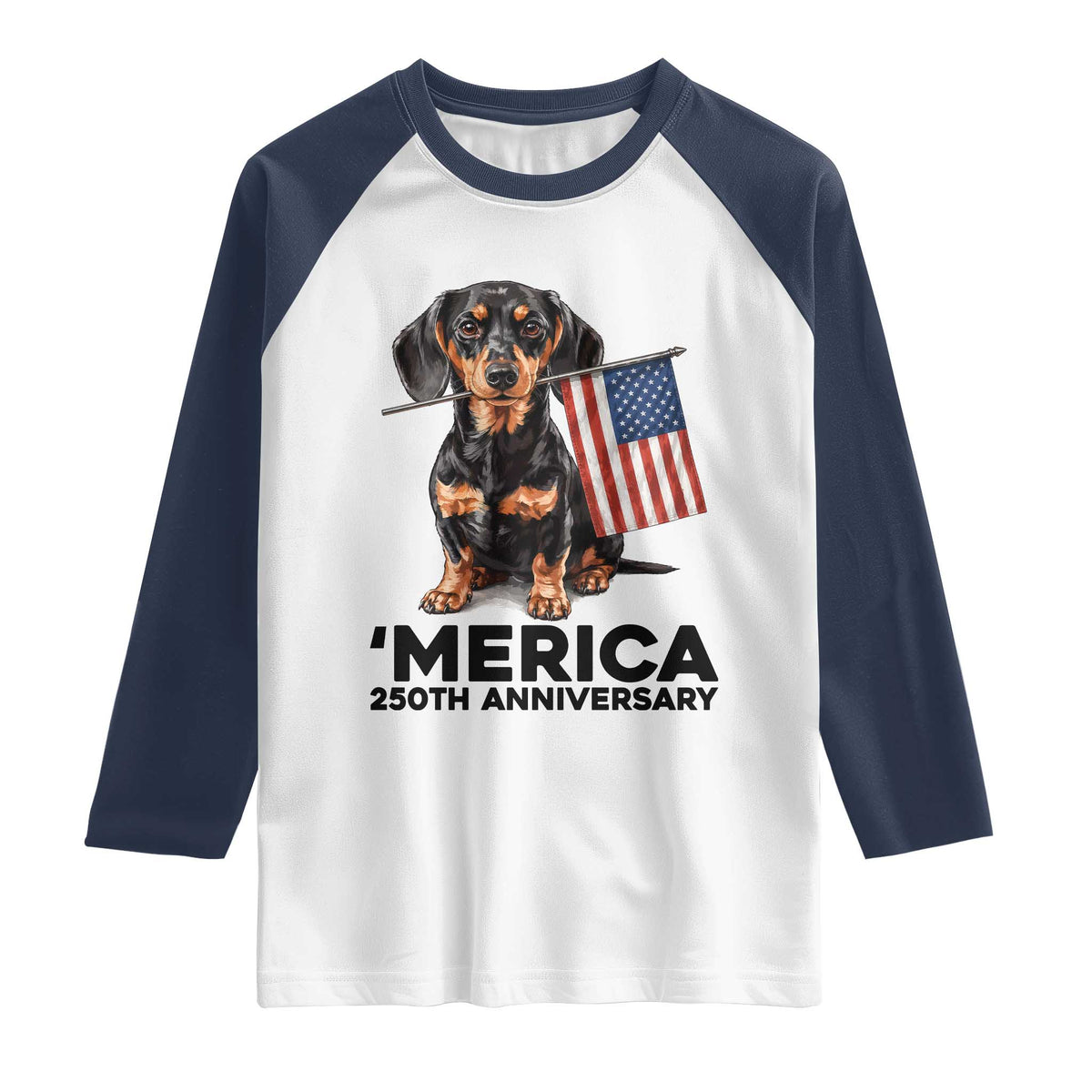 Merica Dachshund Lover Raglan Shirt 250th Anniversary Gift