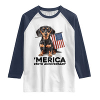 Merica Dachshund Lover Raglan Shirt 250th Anniversary Gift