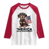 Merica Dachshund Lover Raglan Shirt 250th Anniversary Gift