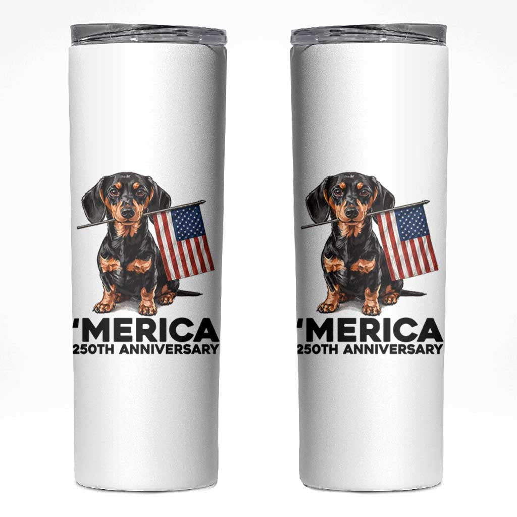 Merica Dachshund Lover Skinny Tumbler 250th Anniversary Gift