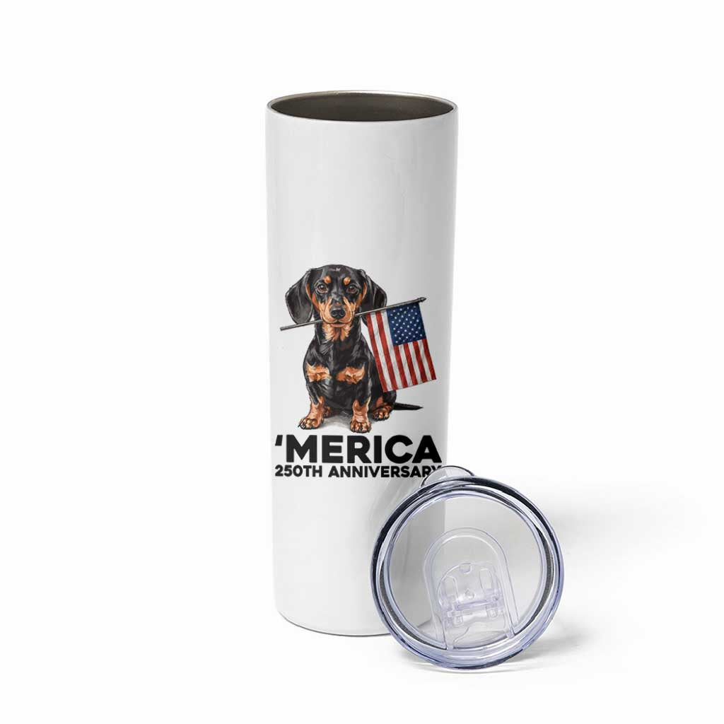 Merica Dachshund Lover Skinny Tumbler 250th Anniversary Gift