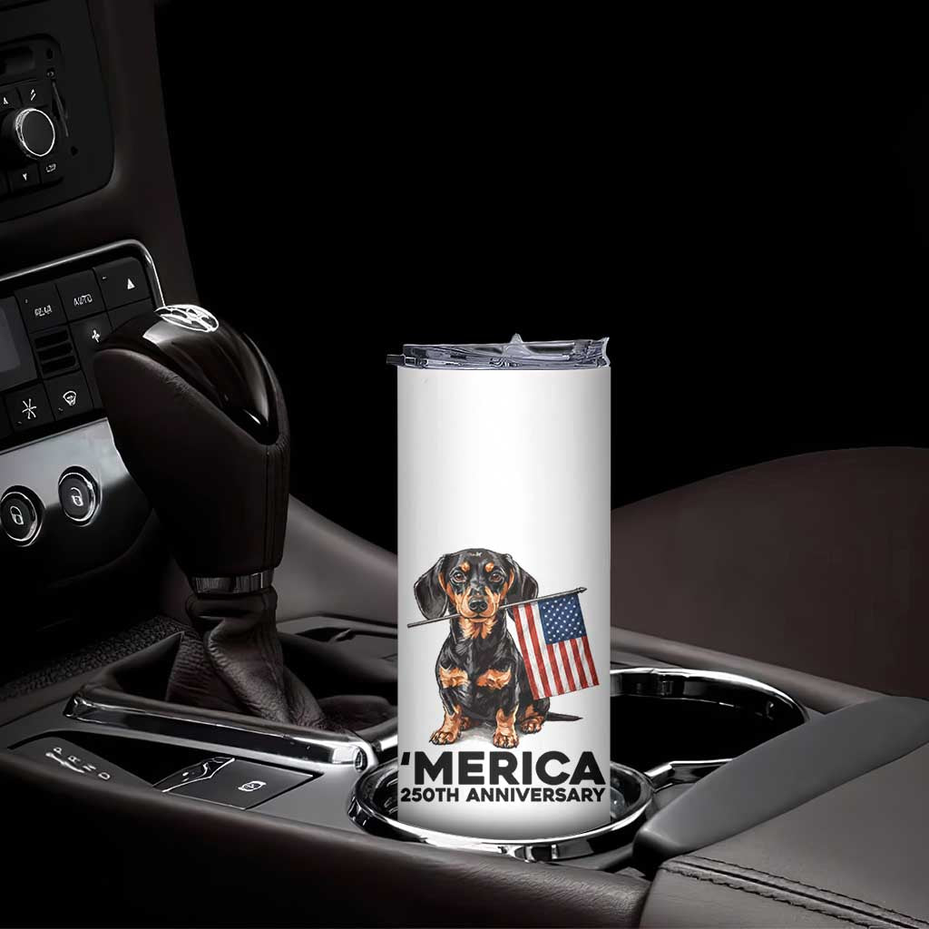 Merica Dachshund Lover Skinny Tumbler 250th Anniversary Gift
