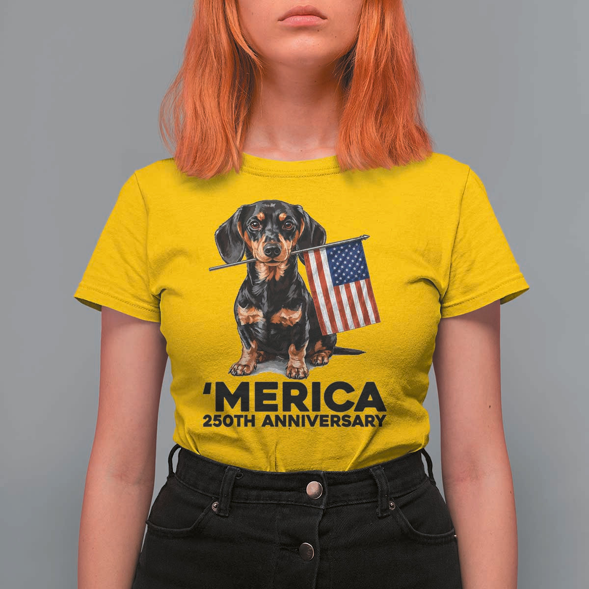 Merica Dachshund Lover T Shirt For Women 250th Anniversary Gift