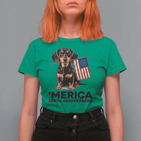Merica Dachshund Lover T Shirt For Women 250th Anniversary Gift