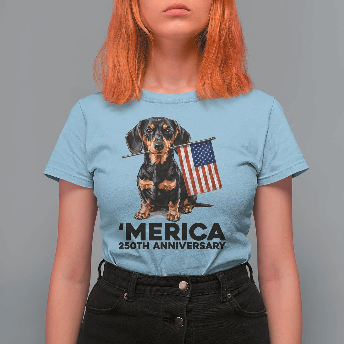 Merica Dachshund Lover T Shirt For Women 250th Anniversary Gift