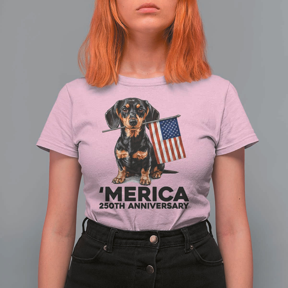 Merica Dachshund Lover T Shirt For Women 250th Anniversary Gift