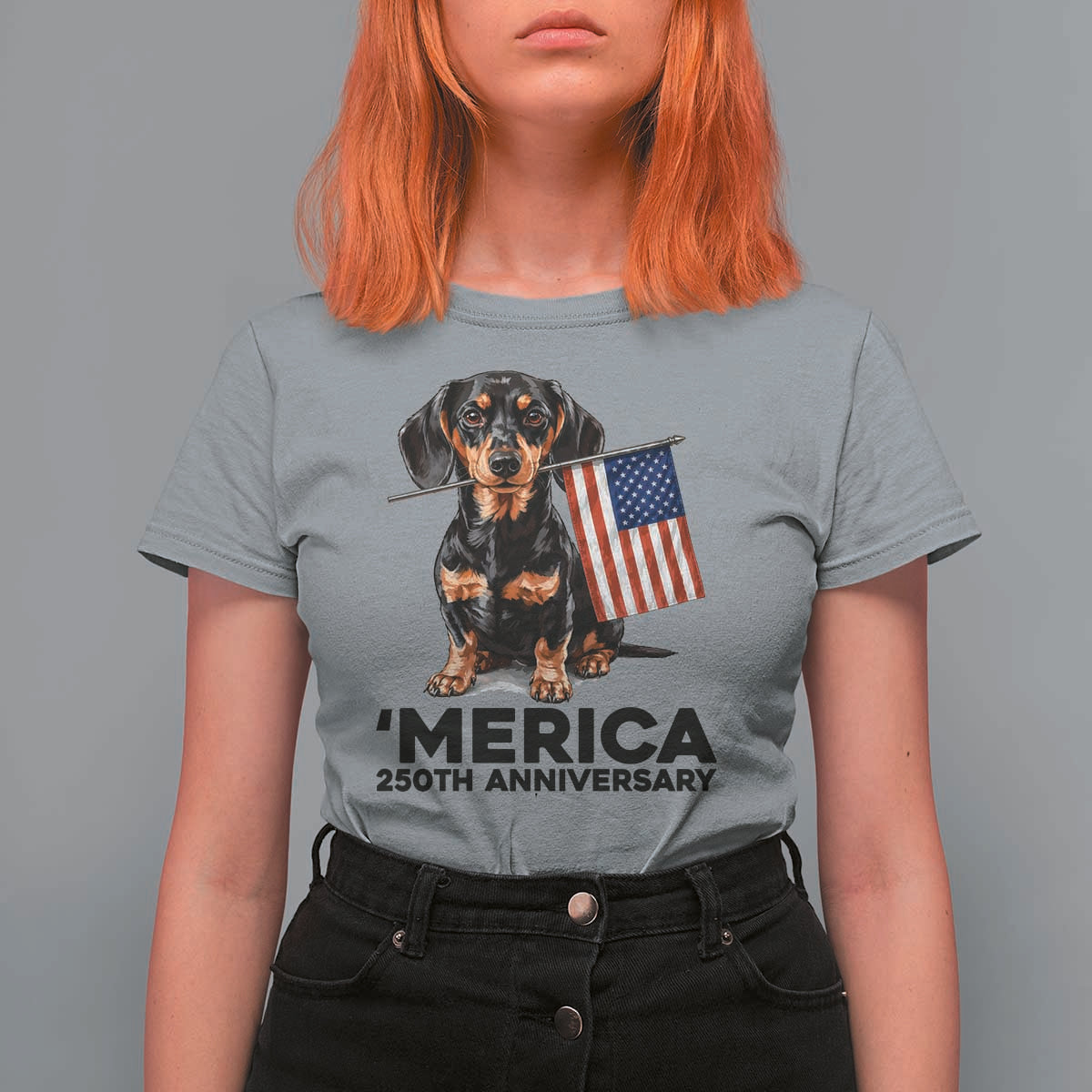 Merica Dachshund Lover T Shirt For Women 250th Anniversary Gift