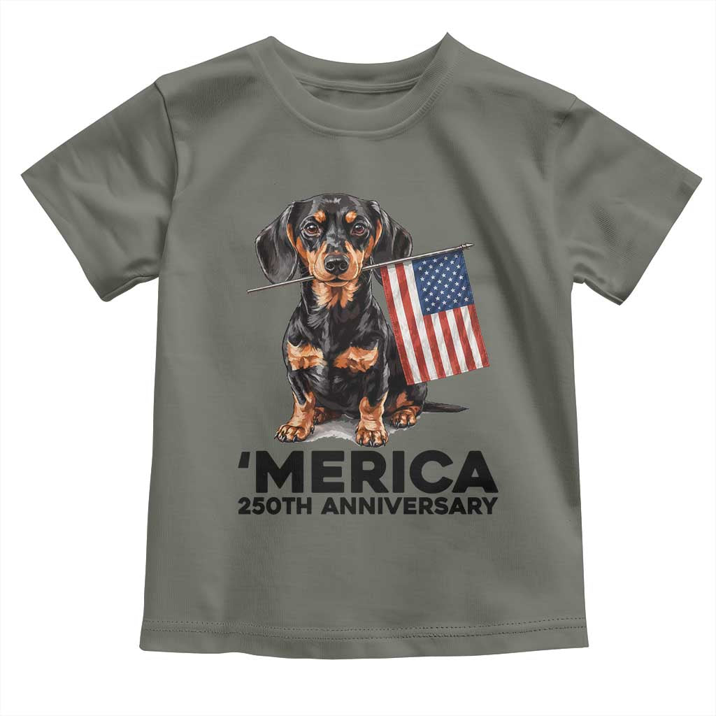 Merica Dachshund Lover Toddler T Shirt 250th Anniversary Gift