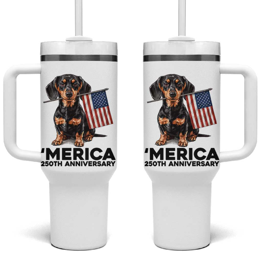 Merica Dachshund Lover Tumbler With Handle 250th Anniversary Gift