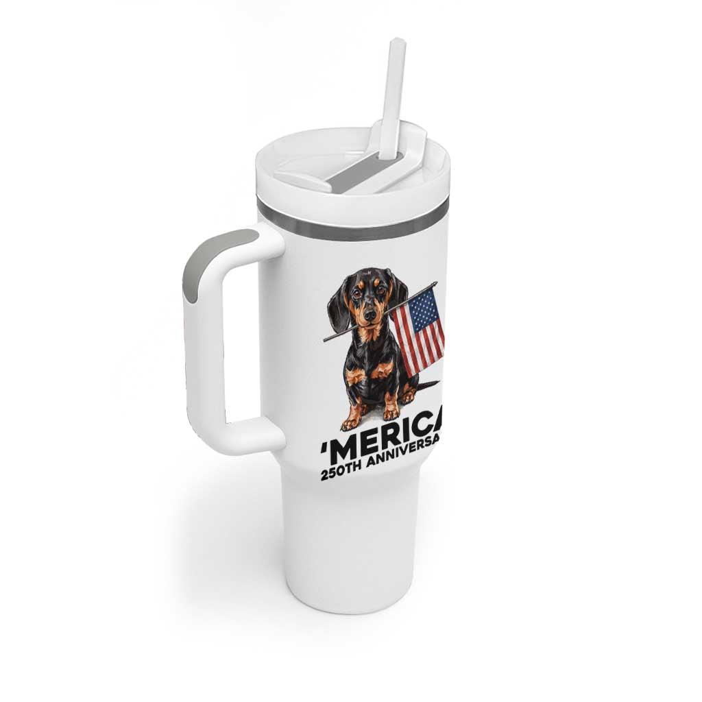 Merica Dachshund Lover Tumbler With Handle 250th Anniversary Gift