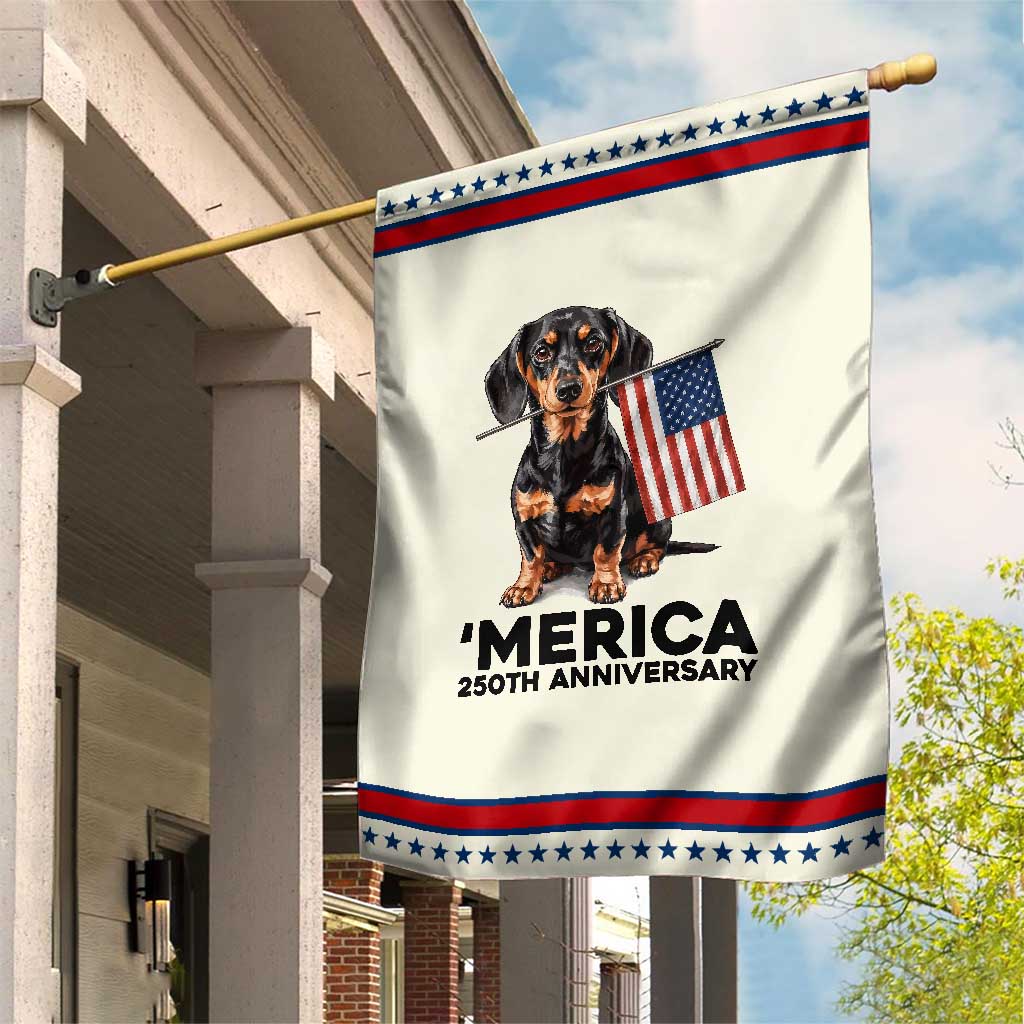 Merica Dachshund Lover Patriotic Garden Flag 250th Anniversary Gift