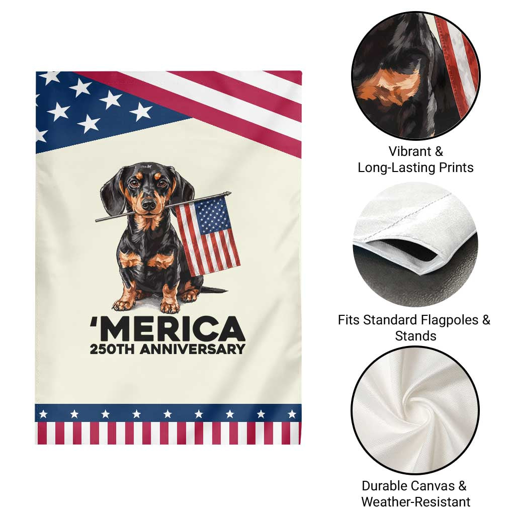 Merica Dachshund Lover Patriotic Garden Flag 250th Anniversary Gift