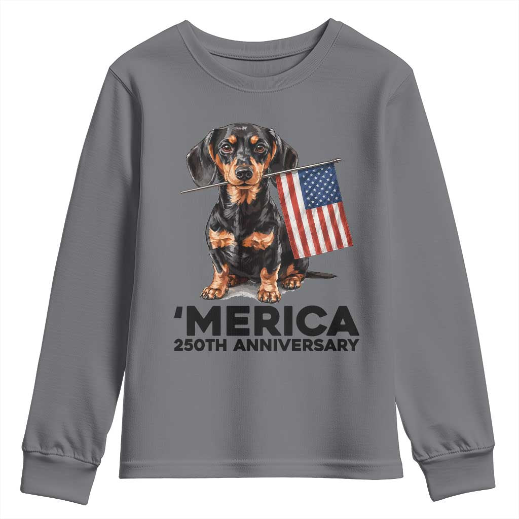 Merica Dachshund Lover Youth Sweatshirt 250th Anniversary Gift