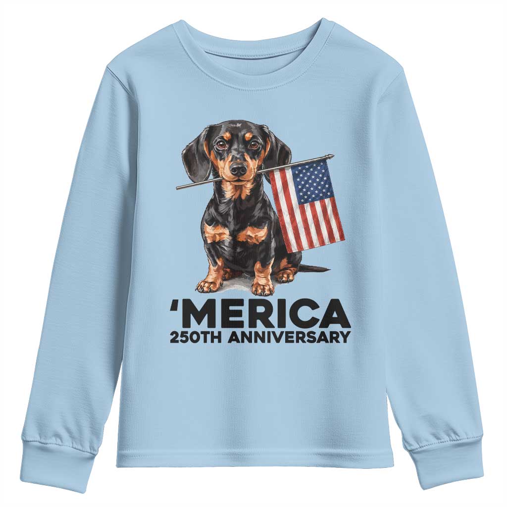 Merica Dachshund Lover Youth Sweatshirt 250th Anniversary Gift