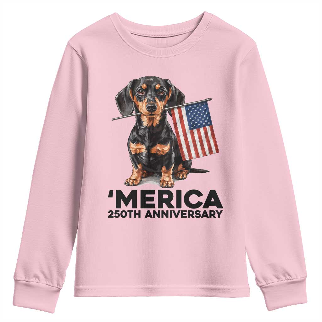 Merica Dachshund Lover Youth Sweatshirt 250th Anniversary Gift