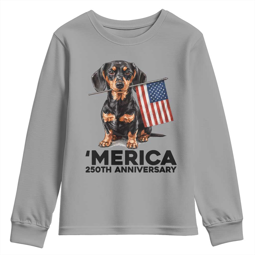 Merica Dachshund Lover Youth Sweatshirt 250th Anniversary Gift