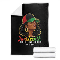 Black Woman Juneteenth Graphic Throw Blanket Rooted In Freedom Since 1865