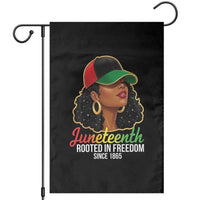 Black Woman Juneteenth Graphic Garden Flag Rooted In Freedom Since 1865