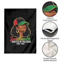 Black Woman Juneteenth Graphic Garden Flag Rooted In Freedom Since 1865
