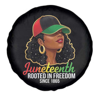 Black Woman Juneteenth Graphic Spare Tire Cover Rooted In Freedom Since 1865