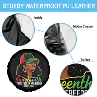 Black Woman Juneteenth Graphic Spare Tire Cover Rooted In Freedom Since 1865