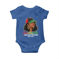 Black Woman Juneteenth Graphic Baby Onesie Rooted In Freedom Since 1865