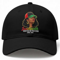Black Woman Juneteenth Graphic Baseball Cap Rooted In Freedom Since 1865