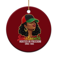 Black Woman Juneteenth Graphic Ceramic Ornament Rooted In Freedom Since 1865