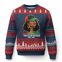 Black Woman Juneteenth Graphic Ugly Christmas Sweater Rooted In Freedom Since 1865