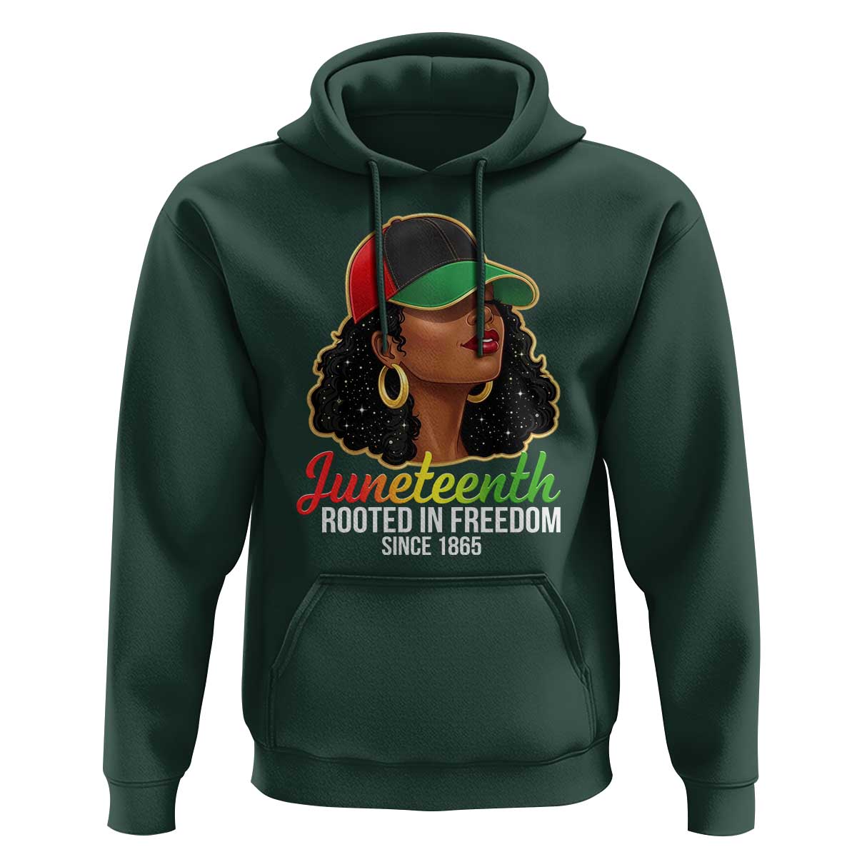 Black Woman Juneteenth Graphic Hoodie Rooted In Freedom Since 1865