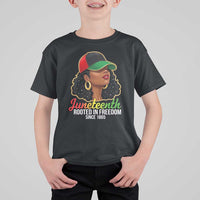 Black Woman Juneteenth Graphic T Shirt For Kid Rooted In Freedom Since 1865