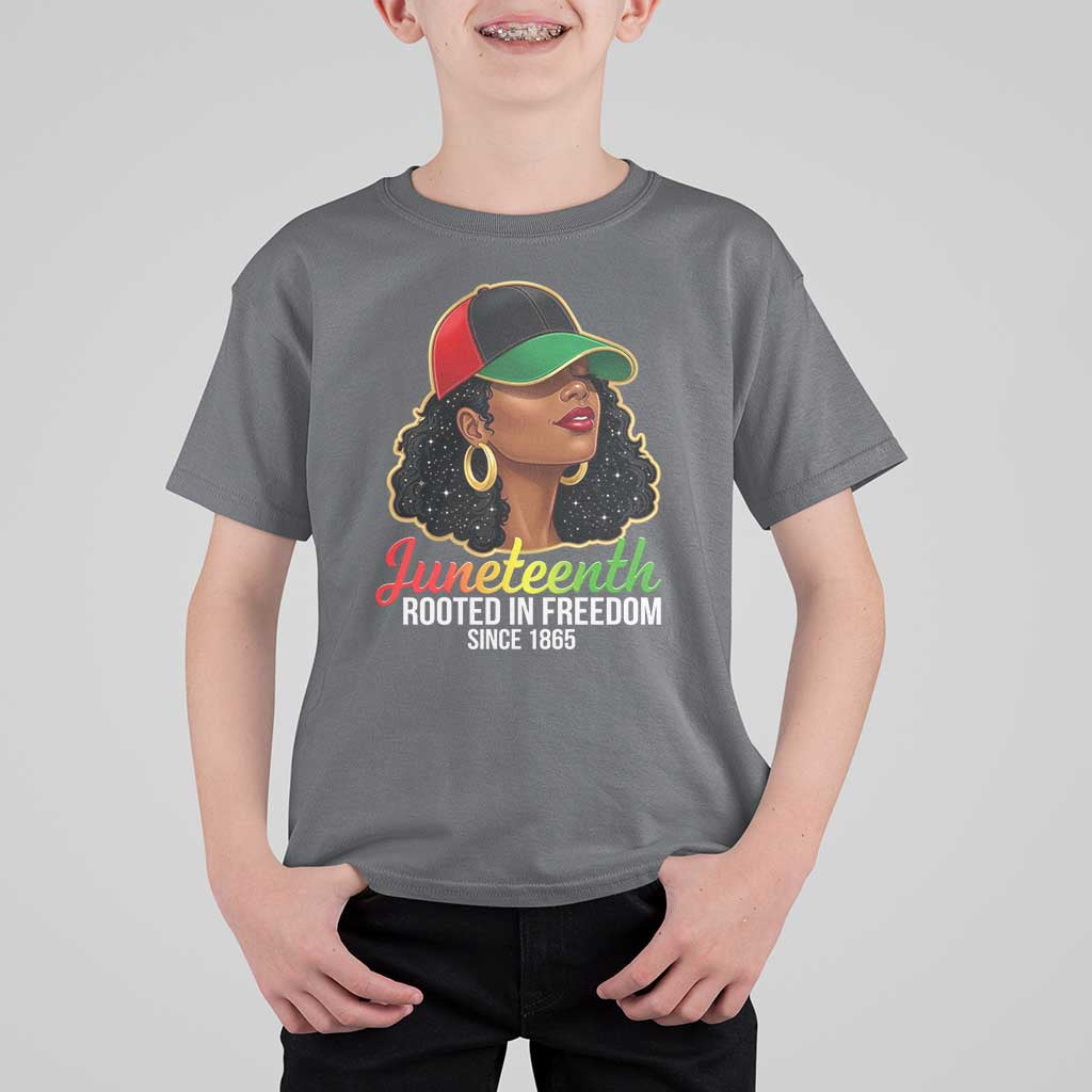 Black Woman Juneteenth Graphic T Shirt For Kid Rooted In Freedom Since 1865
